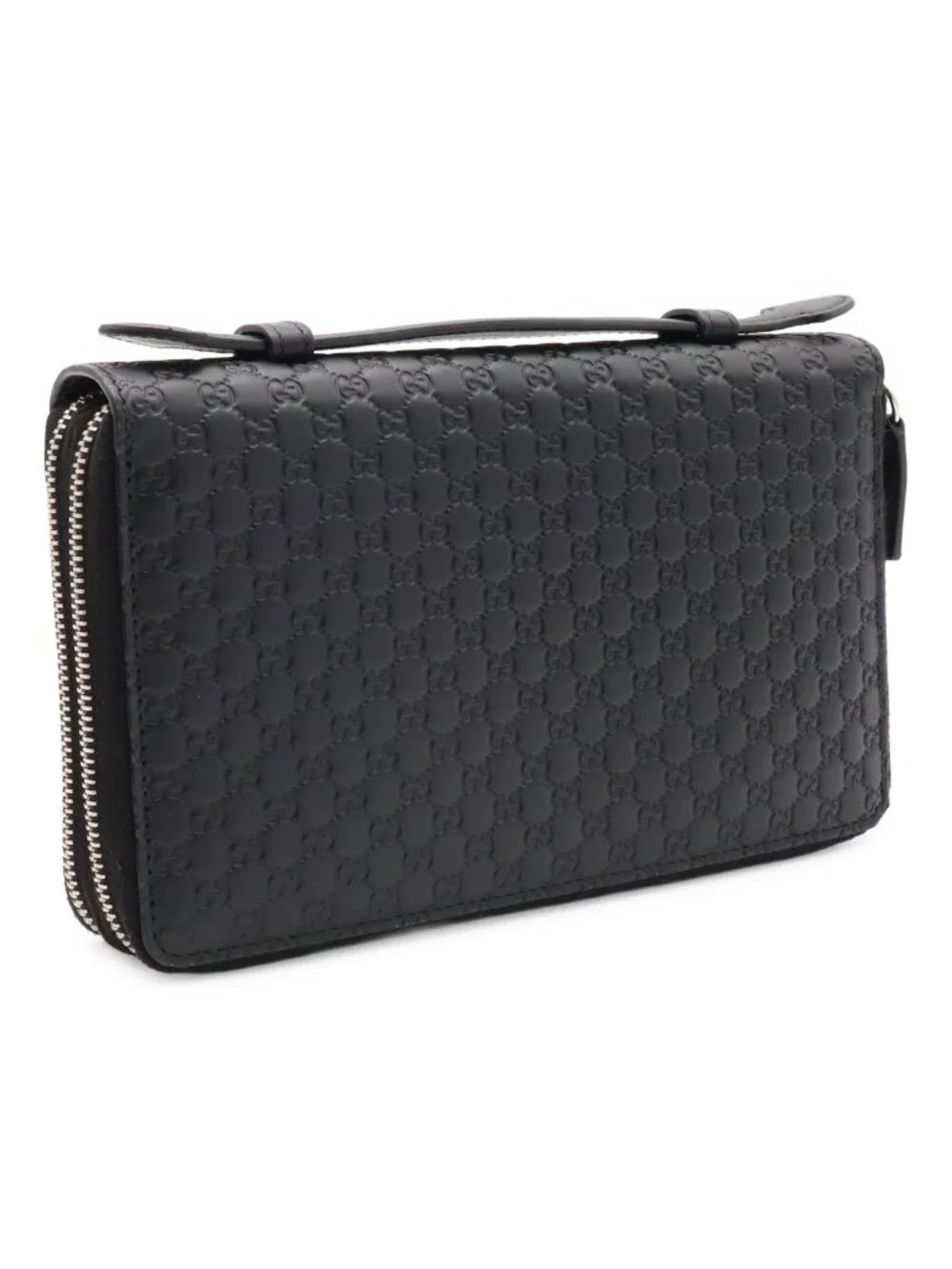 Gucci Micro Guccissima Travel Case Clutch Organizer Wallet Leather Black